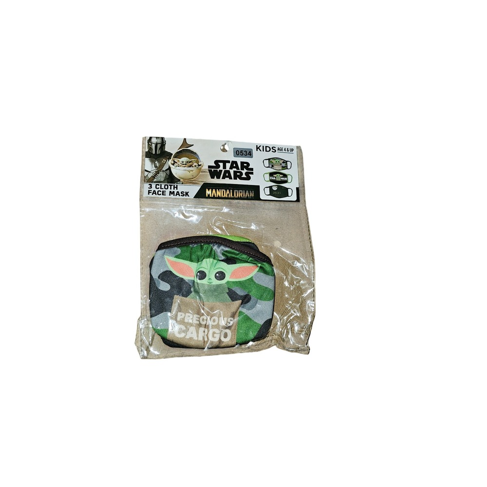 Star Wars Kid 3 Pack Cloth Face Masks Baby Yoda Grogu Camo Green NEW 527-549,561
